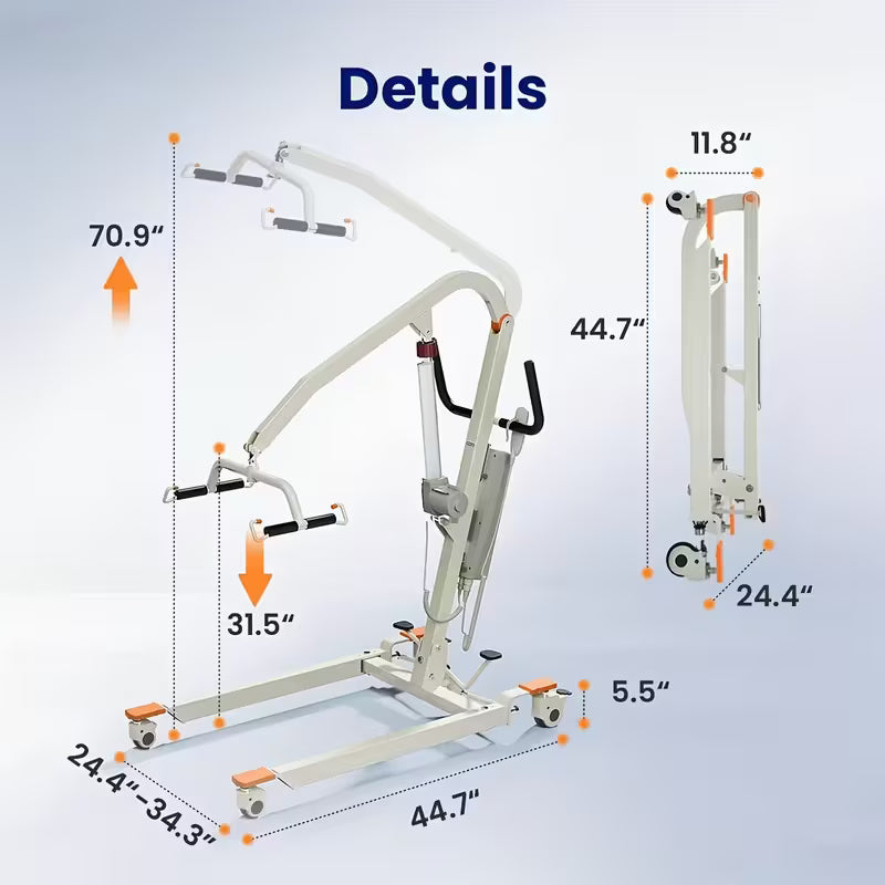 Electric Transfer Lift - 400lbs Weight Capacity, Adjustable Hydraulic Lift Chair for Seniors