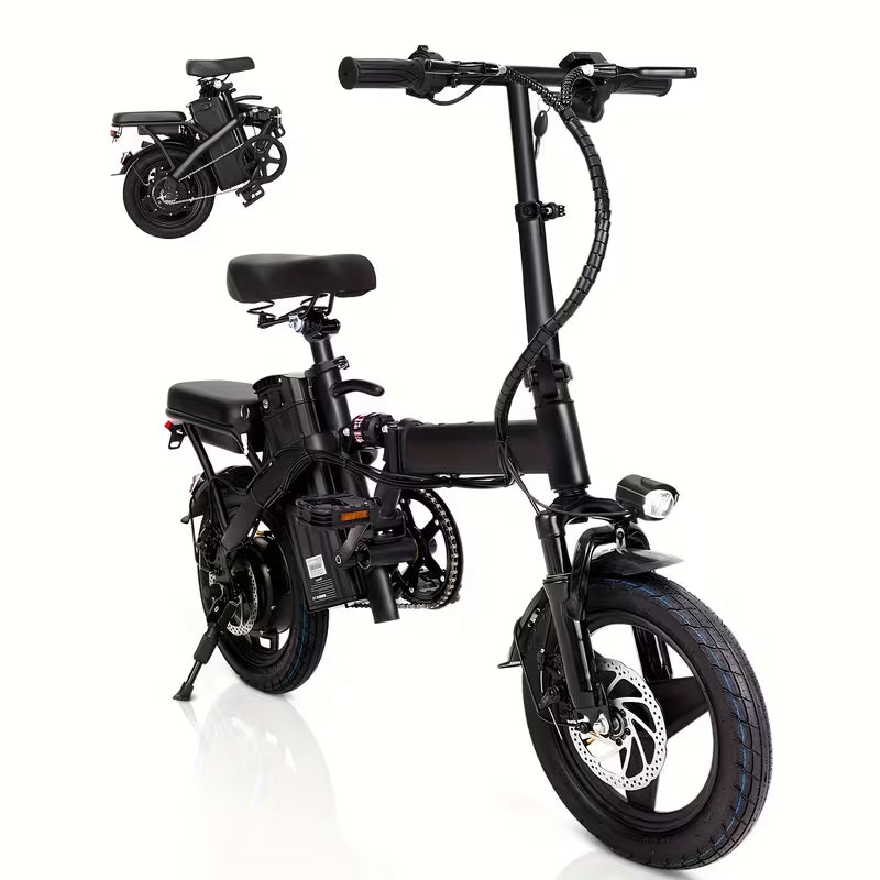 Folding Electric Bike, Fast Speed Powerful Motor, Commuter-Friendly Light Weight, Long-Lasting Battery, 14-Inch Tires