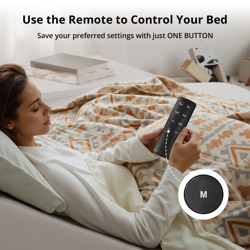 Adjustable Bed Frame, Electric Bed Base With Wireless Remote, Head And Foot Incline, Adjustable Leg Heights