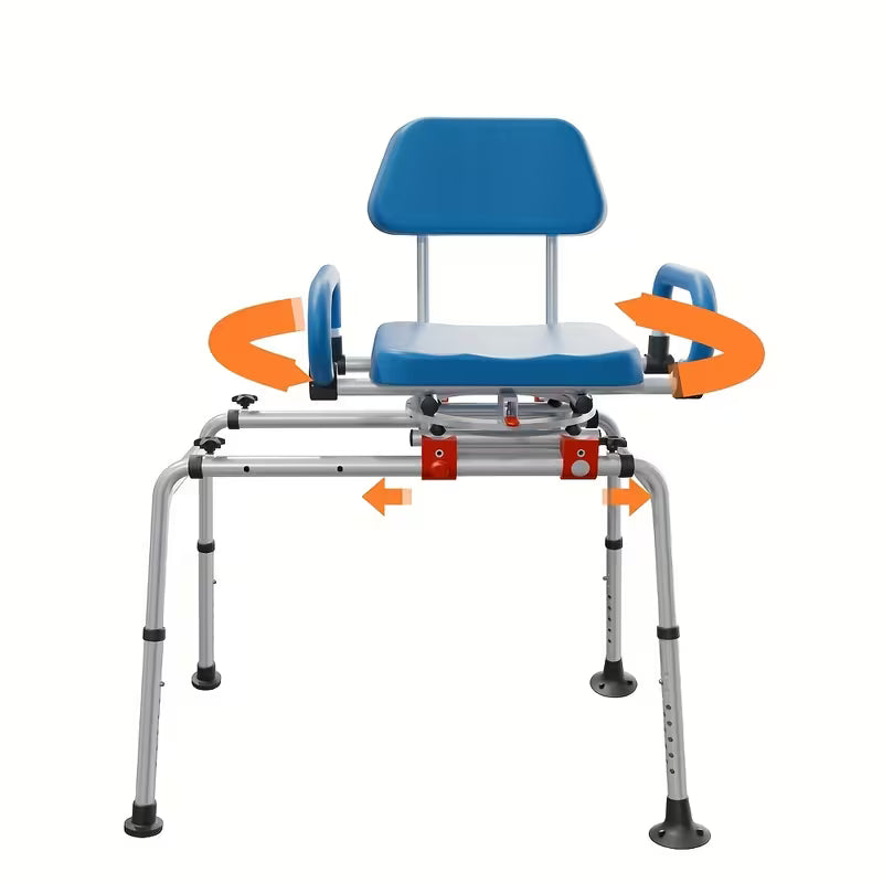 djustable Height Sliding Shower Chair with Swivel Seat - Foldable Bathtub Transfer Bench