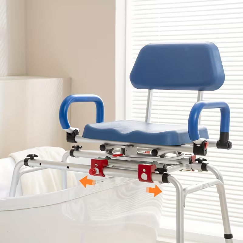 djustable Height Sliding Shower Chair with Swivel Seat - Foldable Bathtub Transfer Bench