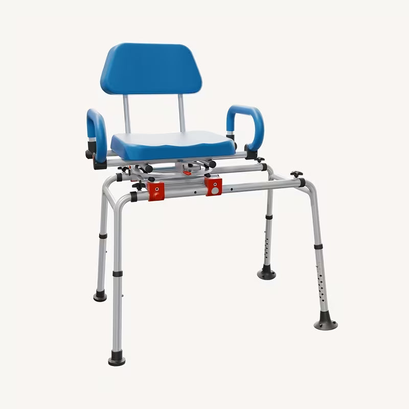 djustable Height Sliding Shower Chair with Swivel Seat - Foldable Bathtub Transfer Bench