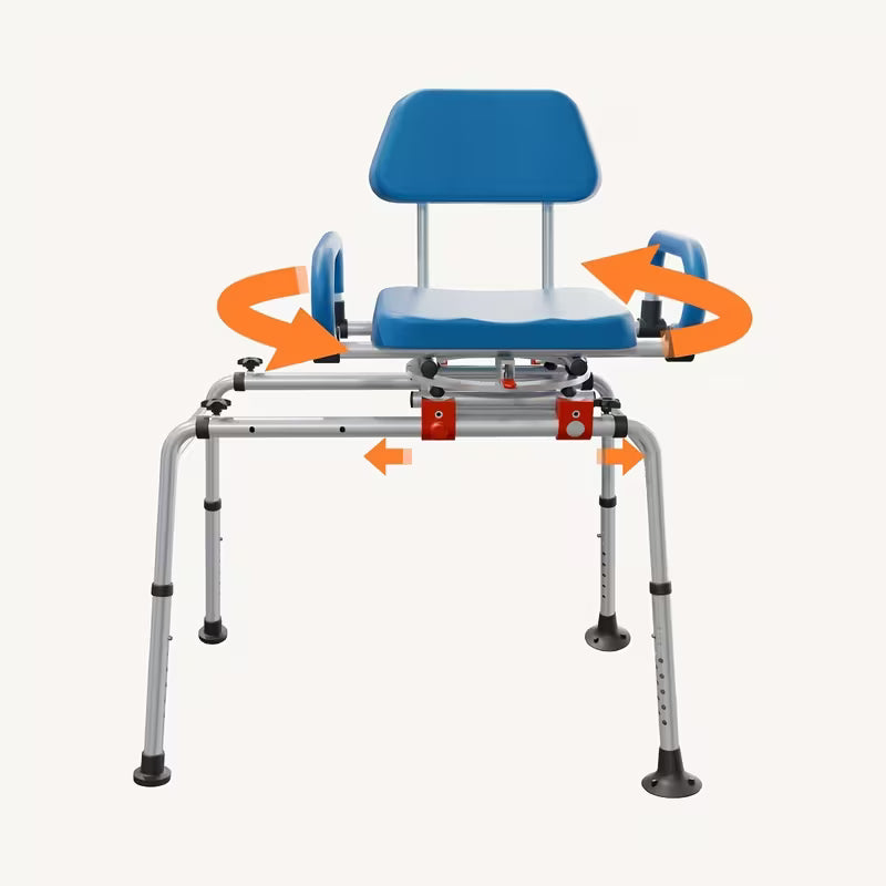 djustable Height Sliding Shower Chair with Swivel Seat - Foldable Bathtub Transfer Bench