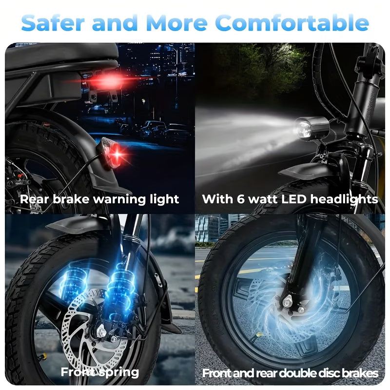 Adult Electric Bicycle, Portable Design with a Foldable Feature, Equipped with a 500W Motor And a 48V 10Ah Battery