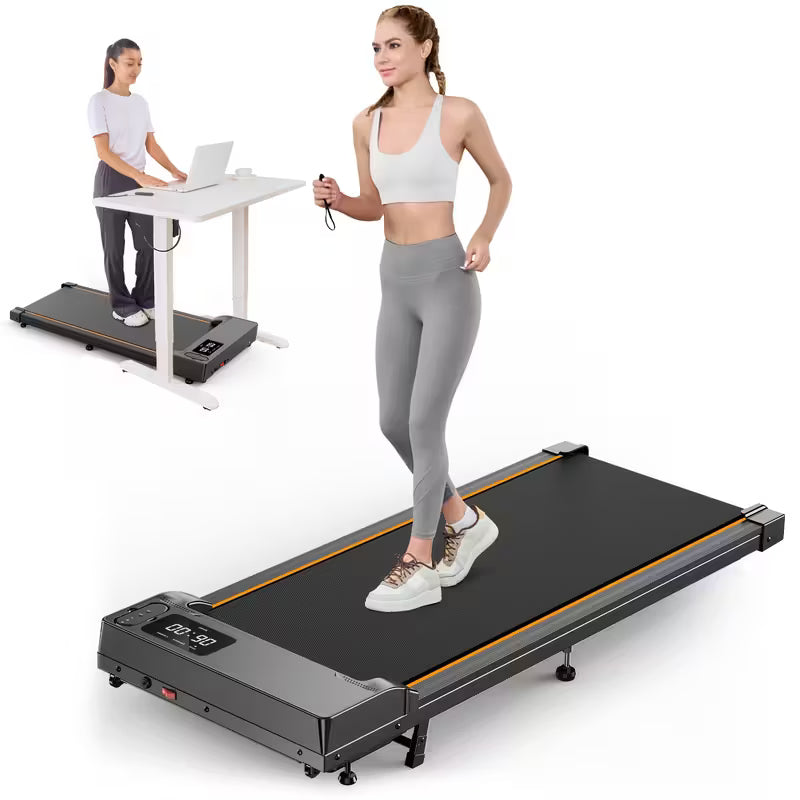 Portable Under Desk Walking Pad Treadmill, Support 2.5HP Lightweight Home Office Fitness Treadmill, 2-in