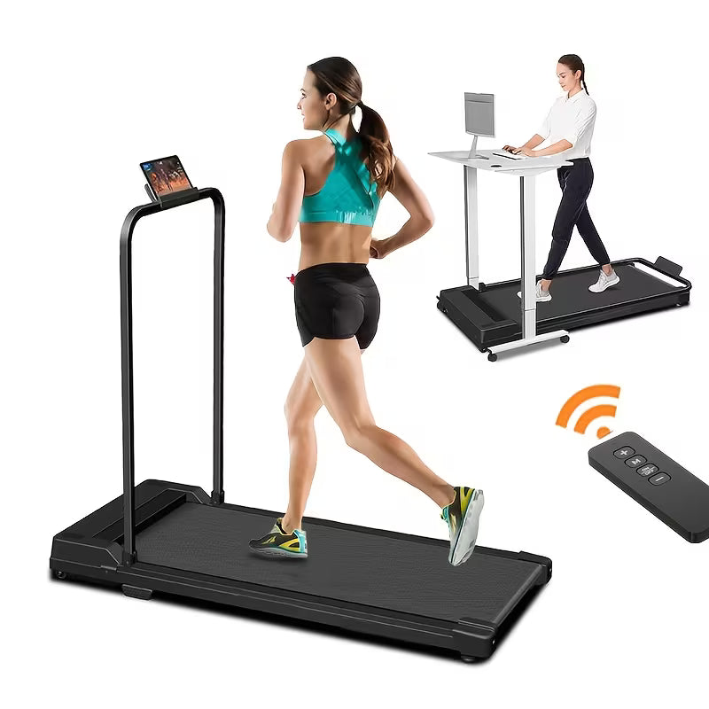 Portable Foldable Treadmill | 3.0 HP Small Treadmills for Home Office with 300 LBS Capacity, Walking Treadmill with Handle Bar, Folding Running Walking Compact Treadmill with LED Display, Iron Material, and Colors, 110V Power Supply, Without Battery