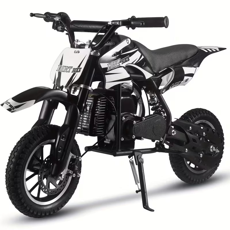 [Mini Dirt Bike] 2 Stroke Mini 50CC Gas Dirt Bike DB1 Model | Off-Road Tire, Shocks, Pull Start, Oil Mixed Required, Support Up to 130lbs, Top Speed: 20 Mph