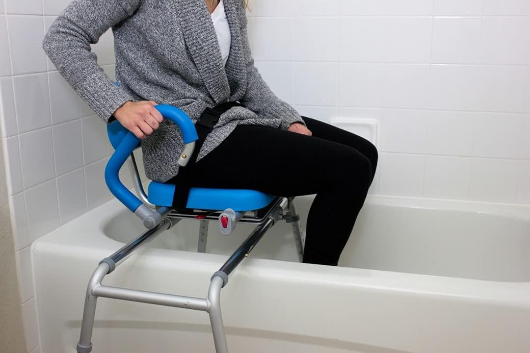 Carousel Sliding Shower Chair Tub Transfer Bench with Swivel Seat