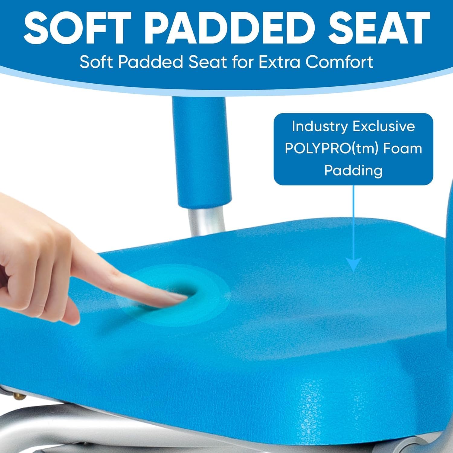 Carousel Sliding Shower Chair Tub Transfer Bench with Swivel Seat, Premium Padded, Pivoting Arms, Adjustable Space Saving Design for Tubs, Inside Shower, for Handicap & Seniors, Blue