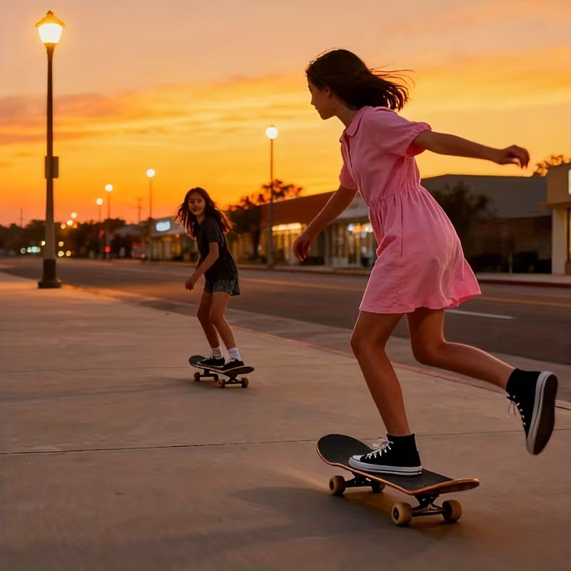 Crocodile Shadow Phantom Purple Skateboard with 9-Layer Maple Handle - Beginner-Friendly, Versatile for Street & Park Use