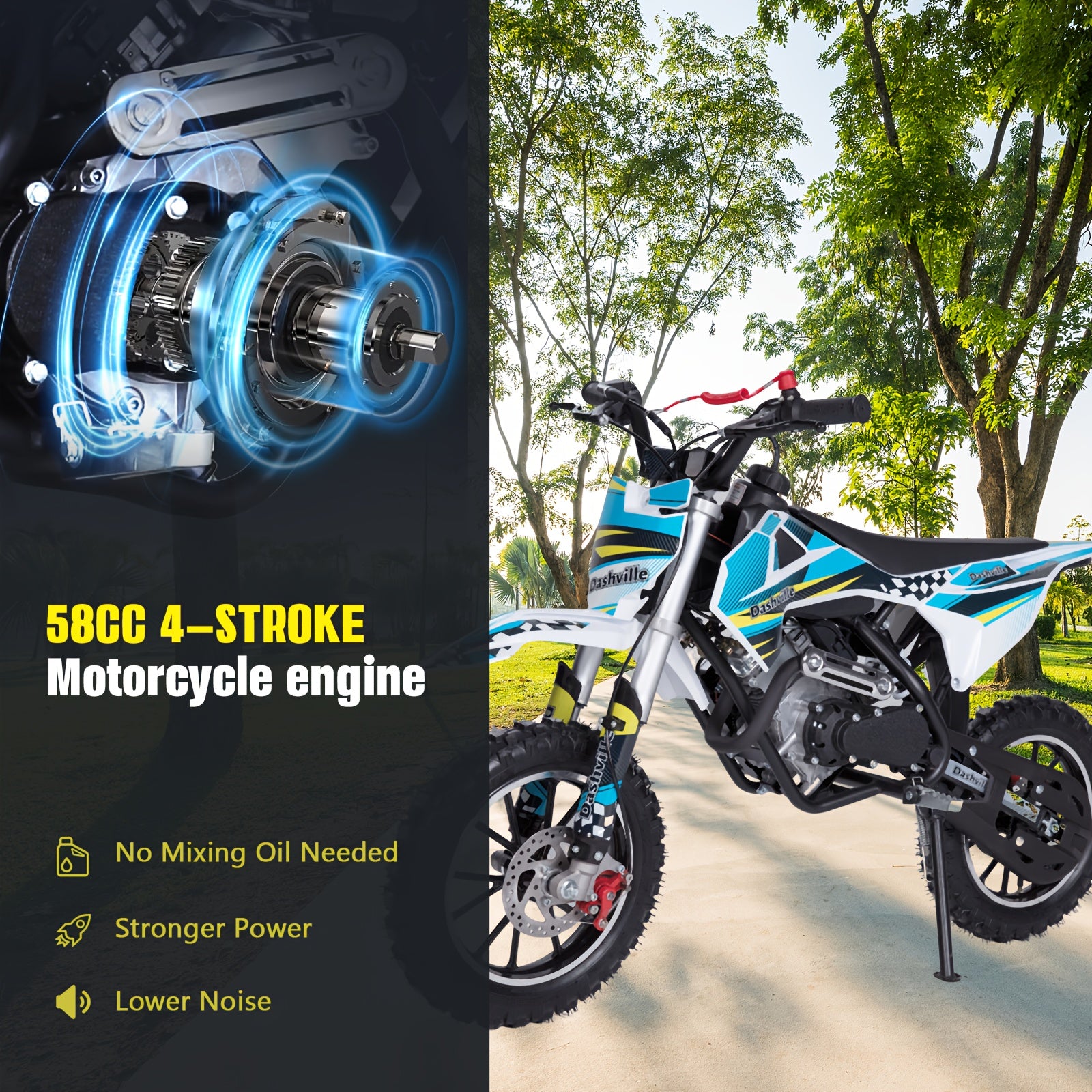 Dirt Bike, 4-Stroke Gas Power Mini Pit Bike