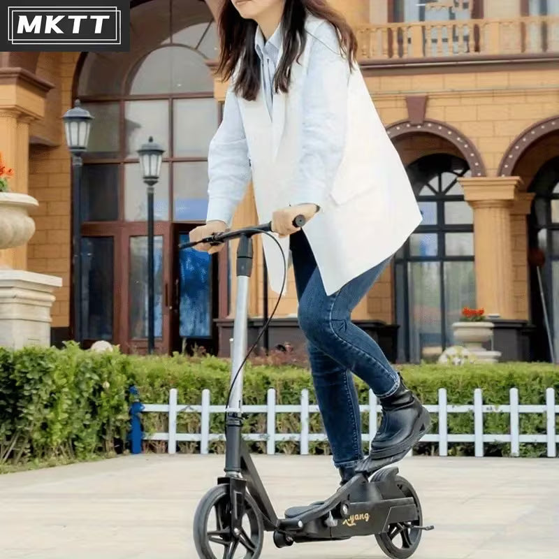 Dual-Wing Foot Pedal Scooter, Foldable Two Wheel Bicycle for Campus and Commutation, Scooter