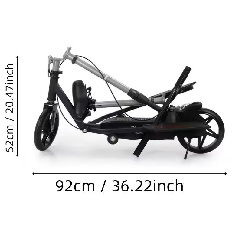 Dual-Wing Foot Pedal Scooter, Foldable Two Wheel Bicycle for Campus and Commutation, Scooter