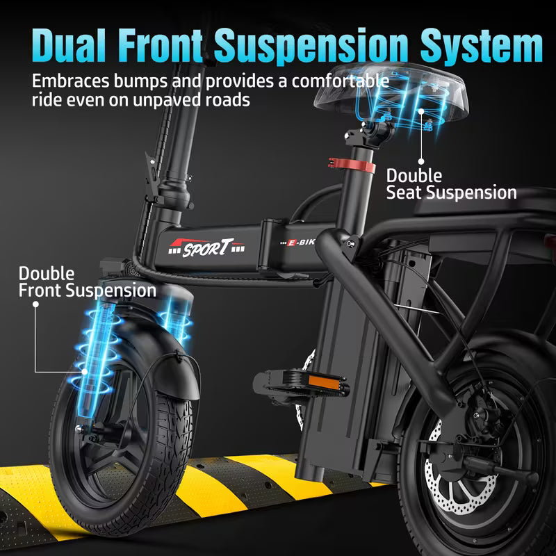 Ebikes for Adults, 500W Lightweight Folding Electric Bike for Adults, 20MPH 35Mile Long Range Commuter Electric Bicycle, 48V 10AH Removable Battery E Bike