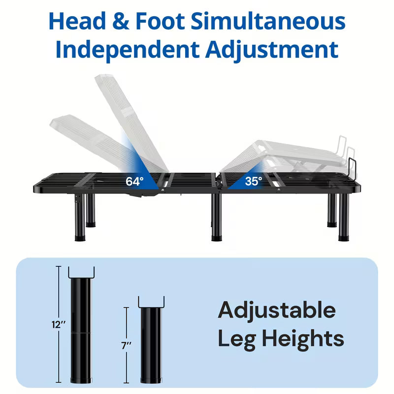 Electric Bed Full, Ergonomic Adjustable Bed Frame With Wireless Remote, Head And Foot Incline, Zero Gravity Bed Easy Assembly