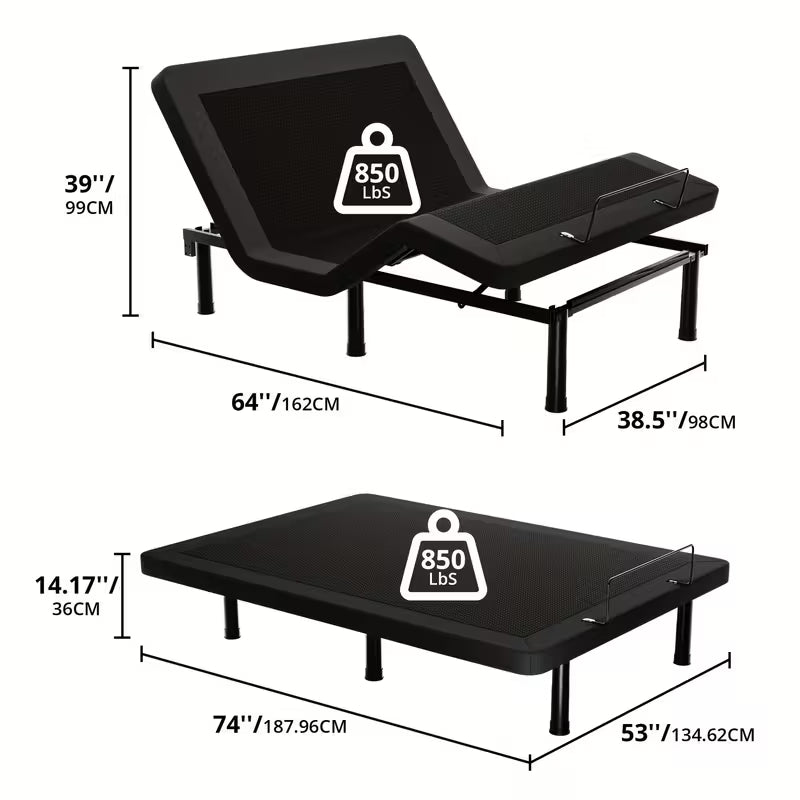 Electric Bed Full, Ergonomic Adjustable Bed Frame With Wireless Remote, Head And Foot Incline, Zero Gravity Bed Easy Assembly