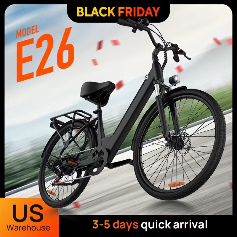 745W Electric Bike For Adults, 26" Commuter EBike With 48V 10.4Ah Removable Battery, 40-60 Miles Range, Dual Shock Absorbers