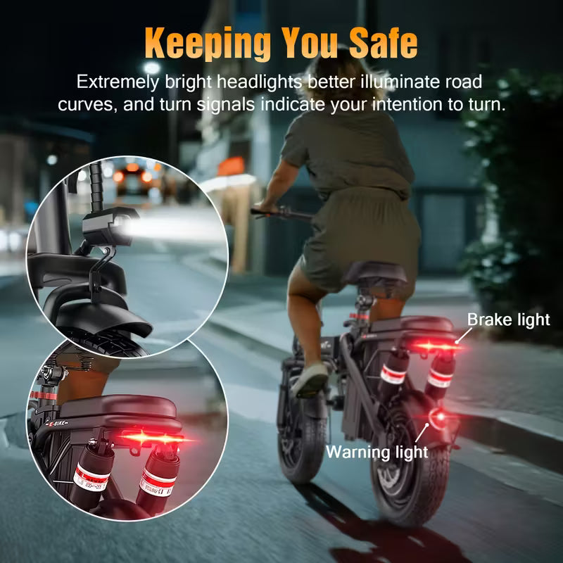 Electric Bike, 20Mph 30Miles Range Lightweight Folding Ebikes For Adults, 500W Motor