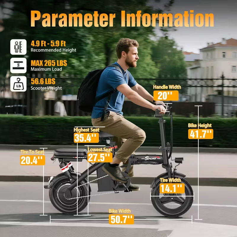 Electric Bike, 20Mph 30Miles Range Lightweight Folding Ebikes For Adults, 500W Motor