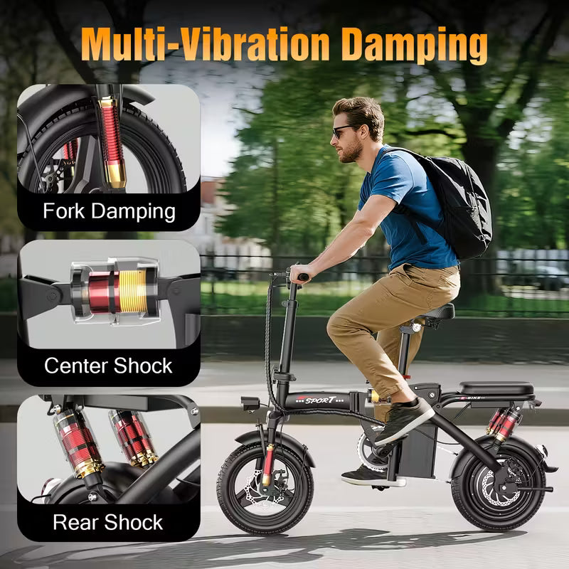 Electric Bike, 20Mph 30Miles Range Lightweight Folding Ebikes For Adults, 500W Motor
