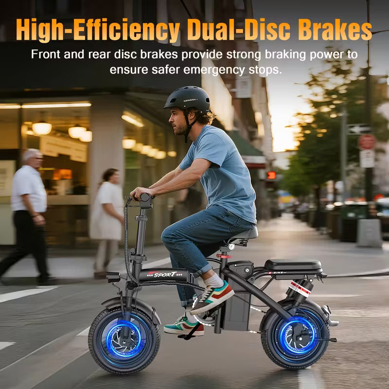 Electric Bike, 20Mph 30Miles Range Lightweight Folding Ebikes For Adults, 500W Motor