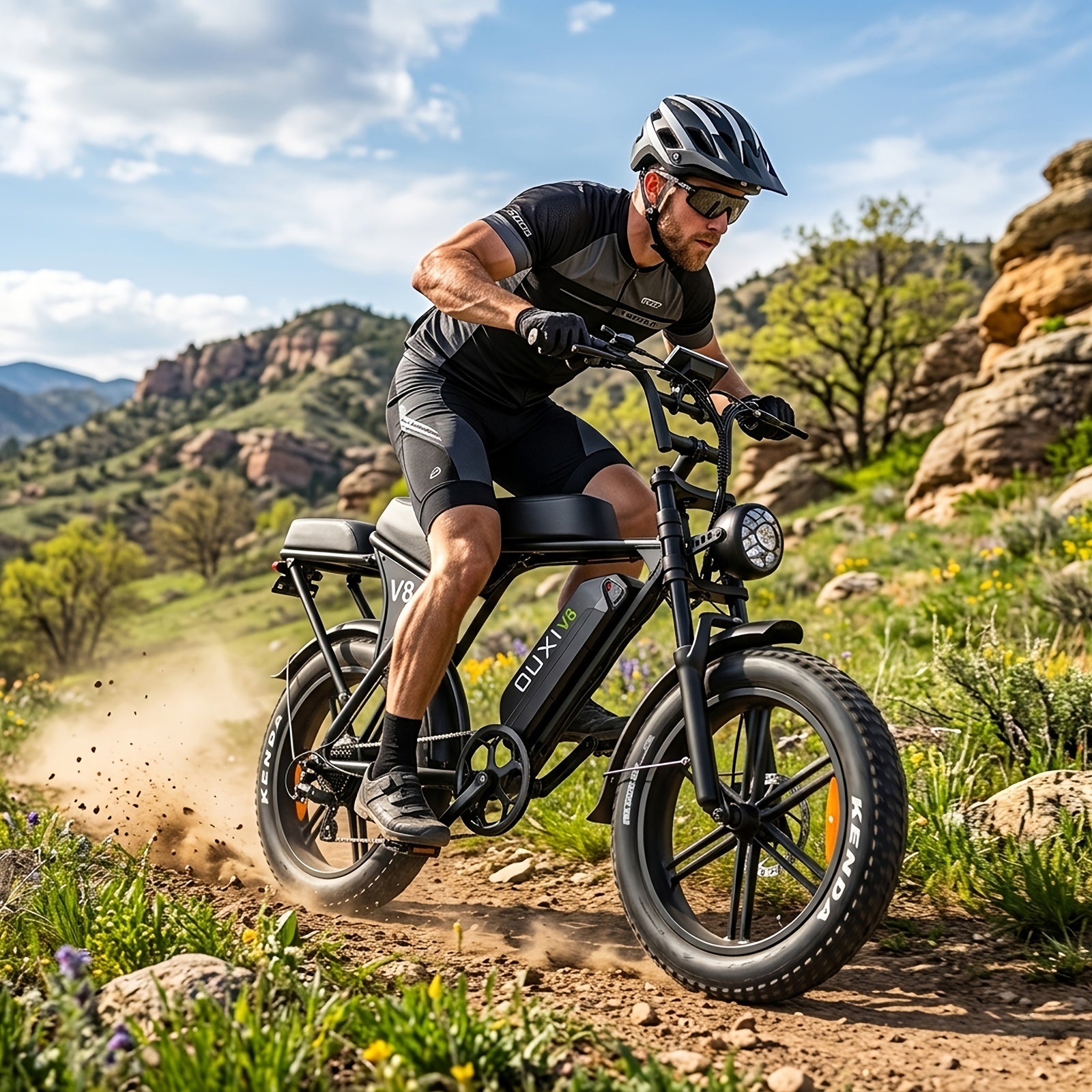 Electric Bike, V8 Electric Mountain Bike with 500W Motor 48V 15Ah