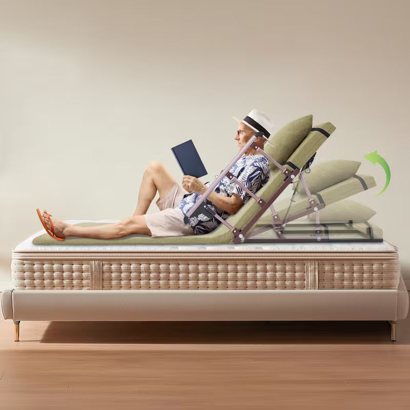 Electric Lift Bed Backrest with Extended Padding, Foldable Armrests & Headrest - Comfortable Cotton-Like - Green - Heavy Duty Metal Frame - 90-240V 50W