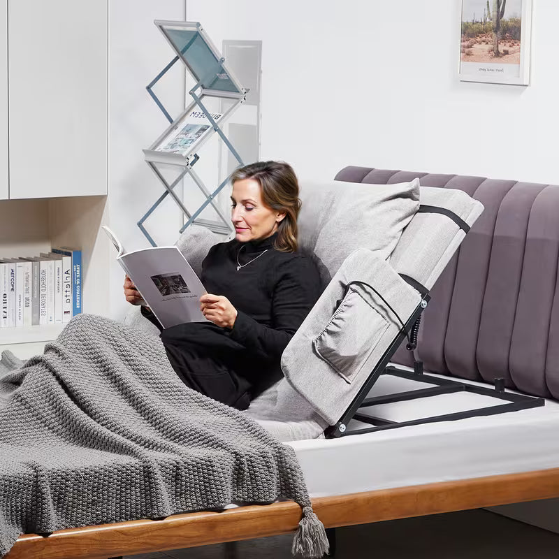 Electric Lifting Backrest 300 lbs 4-68° Adjustable with Guardrail & Pouch