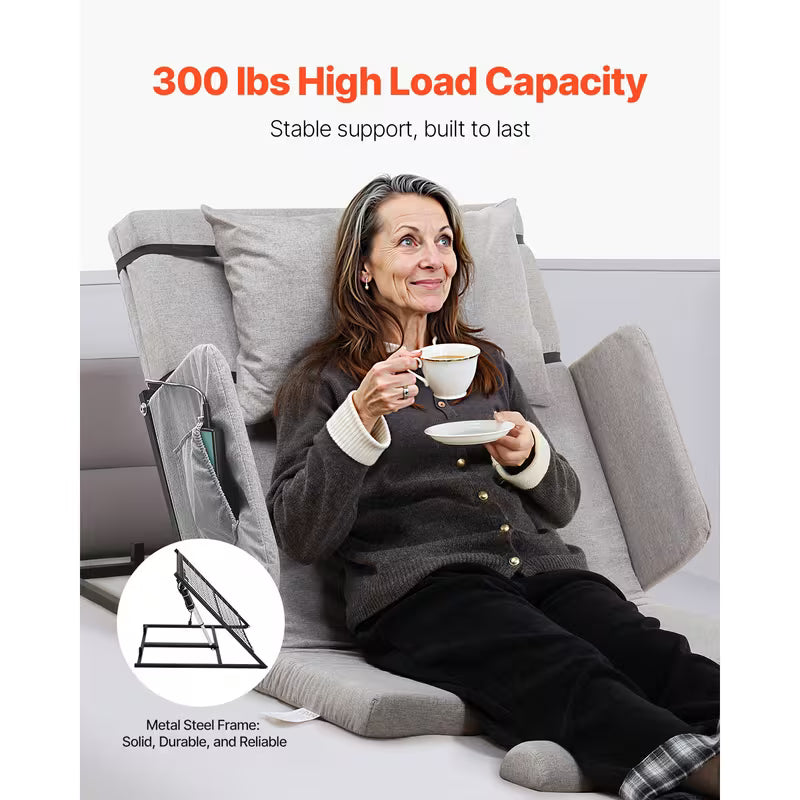 Electric Lifting Backrest 300 lbs 4-68° Adjustable with Guardrail & Pouch