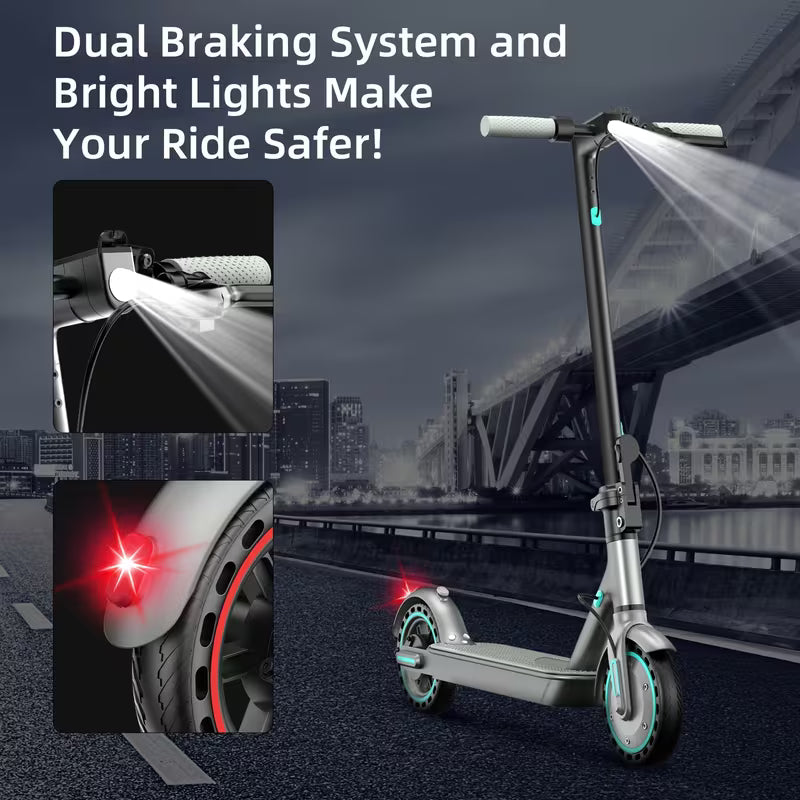 Electric Scooter for Adults | 350W Powerful, 8.5'' Honeycomb Solid Tire, Max Speed 19MPH & 15-20KM, Rechargeable Lithium Battery, Green Iron Frame, Folding & Portable, Perfect for Commuting & Campus, Christmas Gift for & Family