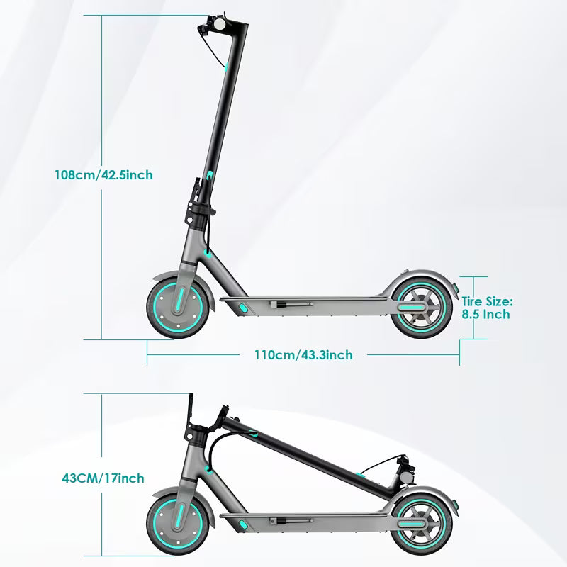 Electric Scooter for Adults | 350W Powerful, 8.5'' Honeycomb Solid Tire, Max Speed 19MPH & 15-20KM, Rechargeable Lithium Battery, Green Iron Frame, Folding & Portable, Perfect for Commuting & Campus, Christmas Gift for & Family