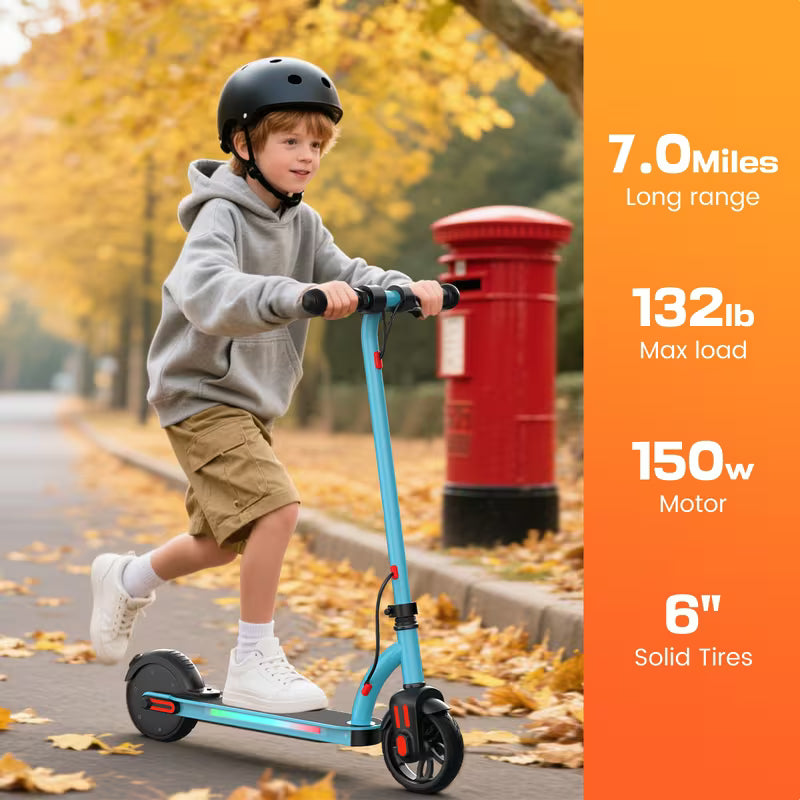 10mph Max Electric Scooter for Kids, LED Dispaly, 150W Powerful Motor, Dual Brake System, Adjustable Height and Speed, Best Presents for Kids