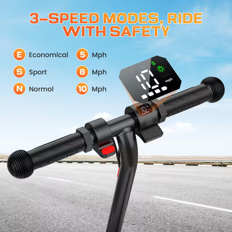 10mph Max Electric Scooter for Kids, LED Dispaly, 150W Powerful Motor, Dual Brake System, Adjustable Height and Speed, Best Presents for Kids
