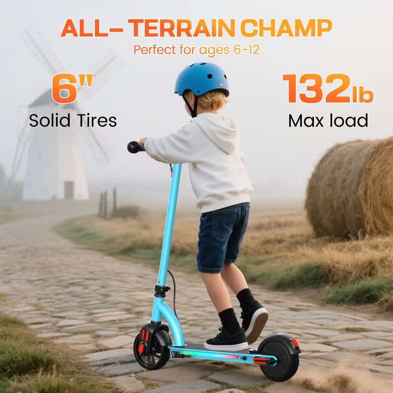10mph Max Electric Scooter for Kids, LED Dispaly, 150W Powerful Motor, Dual Brake System, Adjustable Height and Speed, Best Presents for Kids