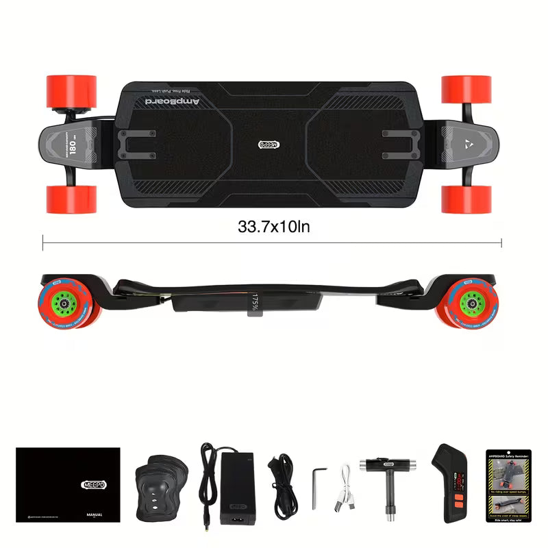 Electric Skateboard Compatible with - Ultra-Lightweight Drop-Through Deck, 4-Speed Remote