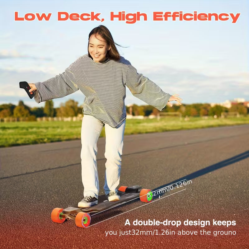 Electric Skateboard Compatible with - Ultra-Lightweight Drop-Through Deck, 4-Speed Remote