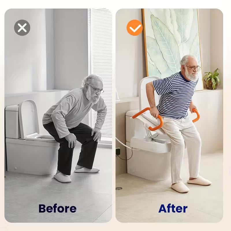 Electric Toilet Lift Seat For Senior, Electric Toilet Seat Lift, Powered Toilet Seat Riser With Handles, Toilet Lift Seat For Elderly, Support To 330LBS