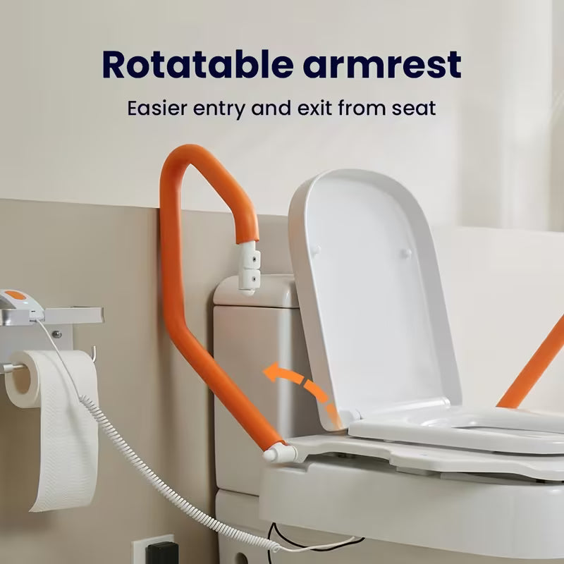 Electric Toilet Lift Seat For Senior, Electric Toilet Seat Lift, Powered Toilet Seat Riser With Handles, Toilet Lift Seat For Elderly, Support To 330LBS