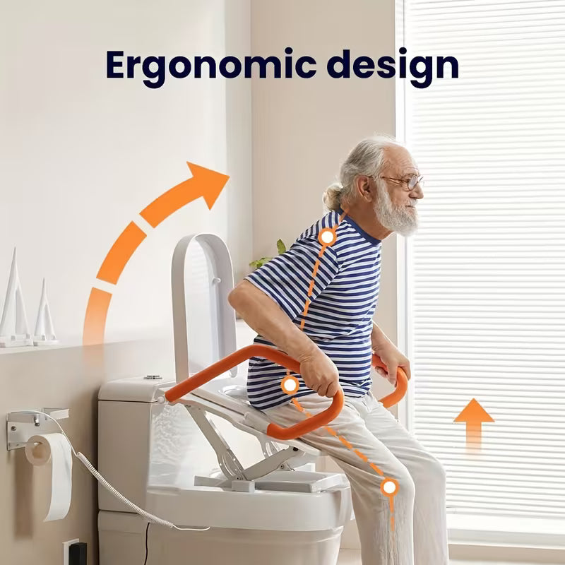 Electric Toilet Lift Seat For Senior, Electric Toilet Seat Lift, Powered Toilet Seat Riser With Handles, Toilet Lift Seat For Elderly, Support To 330LBS