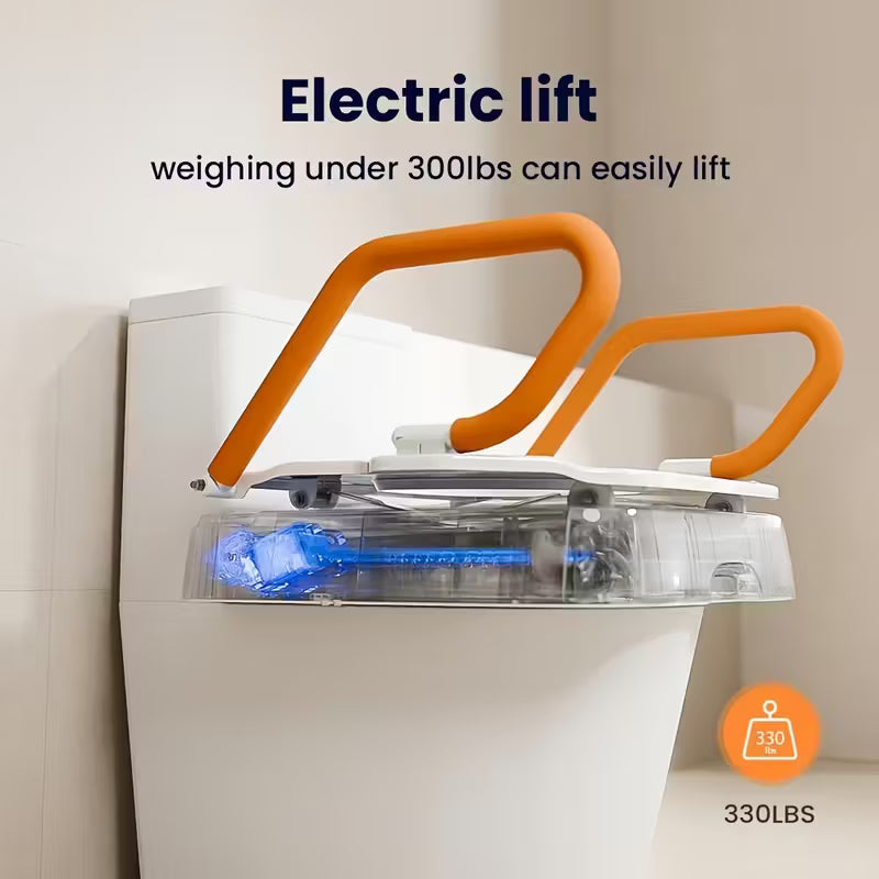 Electric Toilet Lift Seat For Senior, Electric Toilet Seat Lift, Powered Toilet Seat Riser With Handles, Toilet Lift Seat For Elderly, Support To 330LBS