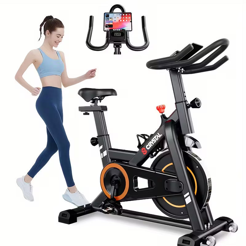 FIT Indoor Exercise Bike, Cycling Bike Plus Magnetic Resistance/Brake Pad Stationary Bike with Tablet Holder LCD Monitor 300lbs Weight Capacity &Upgraded Comfortable Seat Cushion