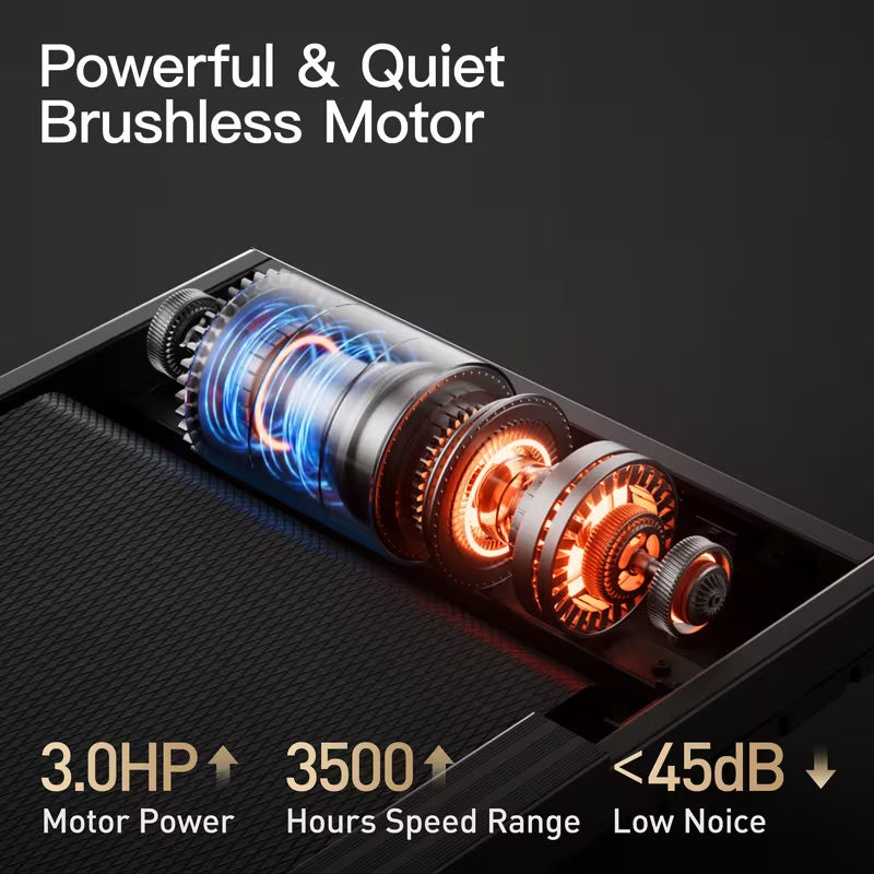 Fitness Home Folding 3 Level Incline Treadmill with Pulse Sensors, 3.0 HP Quiet Brushless, 8.7 MPH, 300 lbs Capacity, Black