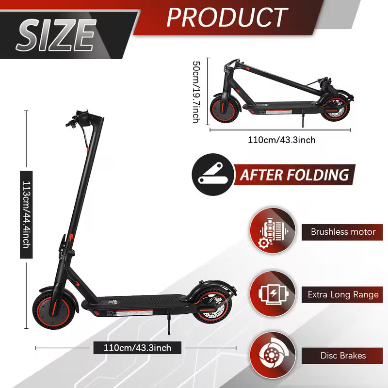 8.5inch Foldable Adult Electric Scooter with Front HeadlightsAnd LED Display Screen, Motor Power Range Of 350W