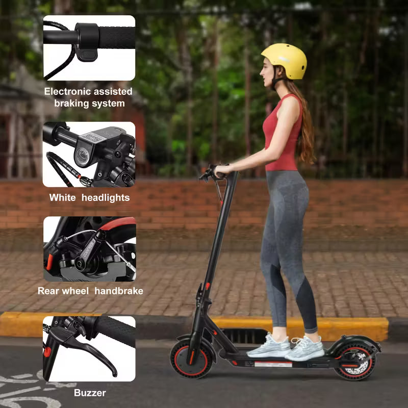 8.5inch Foldable Adult Electric Scooter with Front HeadlightsAnd LED Display Screen, Motor Power Range Of 350W