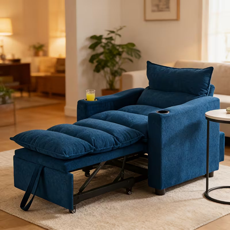 Foldable Convertible Sofa Bed with Modern Velvet Fabric for Living Room