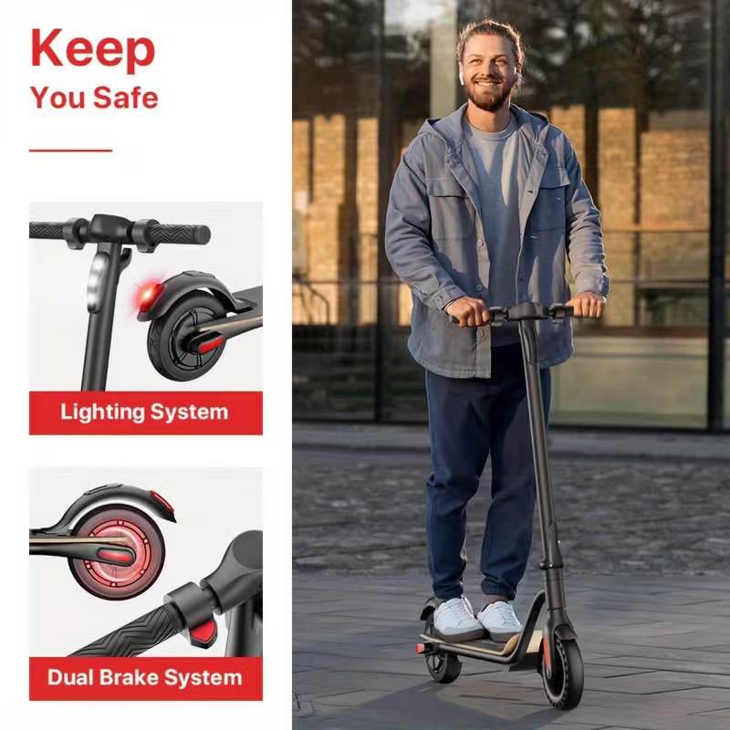 Foldable Electric Scooter Only 12kg With 8" Solid Wheels, Wood Pedal, 7.8AH Battery, Supports 25km/h Max Speed, 3 Speed Modes And 18-22km Range, The Electric Motor Scooter Is A Perfect Choice For Commuters!