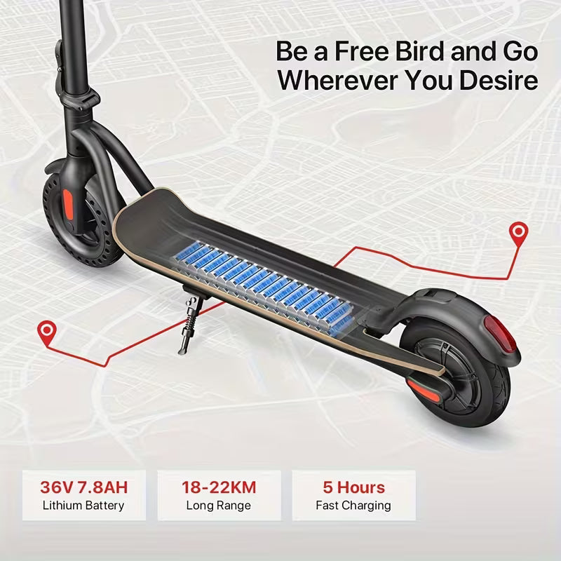 Foldable Electric Scooter Only 12kg With 8" Solid Wheels, Wood Pedal, 7.8AH Battery, Supports 25km/h Max Speed, 3 Speed Modes And 18-22km Range, The Electric Motor Scooter Is A Perfect Choice For Commuters!
