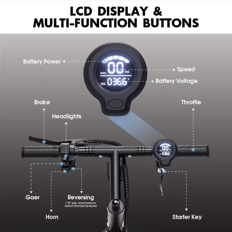 Foldable Electric Trike with Seat - Heavy-Duty adult/teen scooter, 450W Motor & Removable Battery, Upgraded Dual Suspension, Front Basket - Stable 3-Wheel Design for Commuting, Travel, Hills - Ideal for Adults & Teens, Scooter for Adults, Teenage Riding