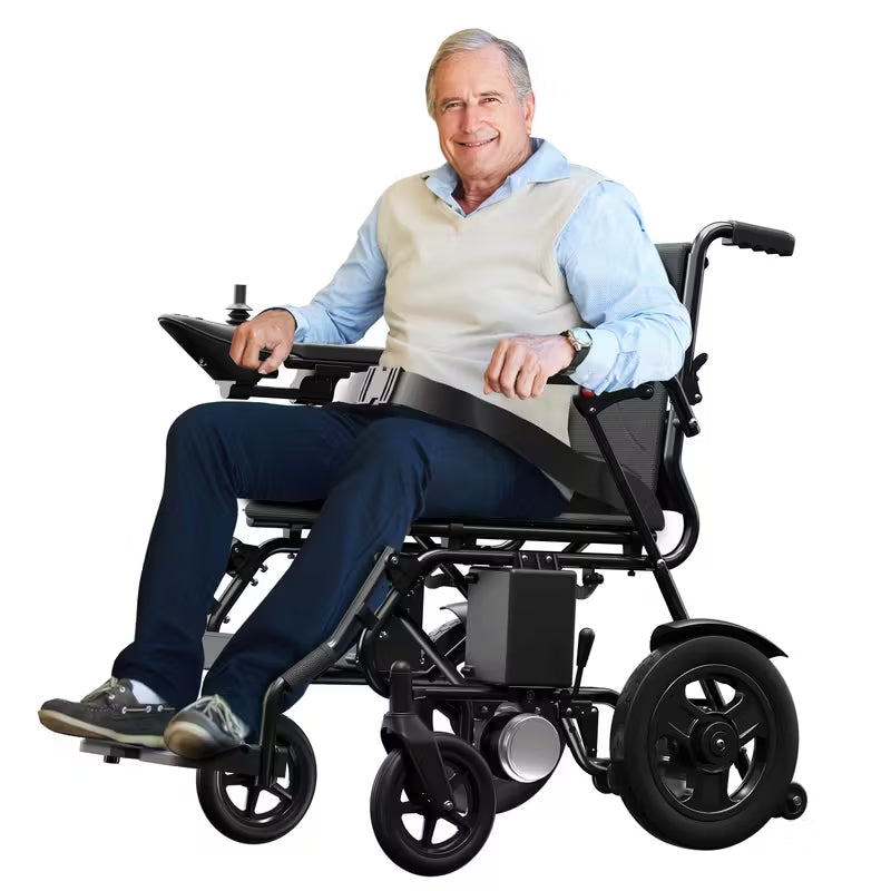 Foldable Electric Wheelchair For Seniors - Lightweight Power Chair, 15+ Mile Range, All-Terrain & Indoor Use, Dual Motors, Elderly Parents & Adults