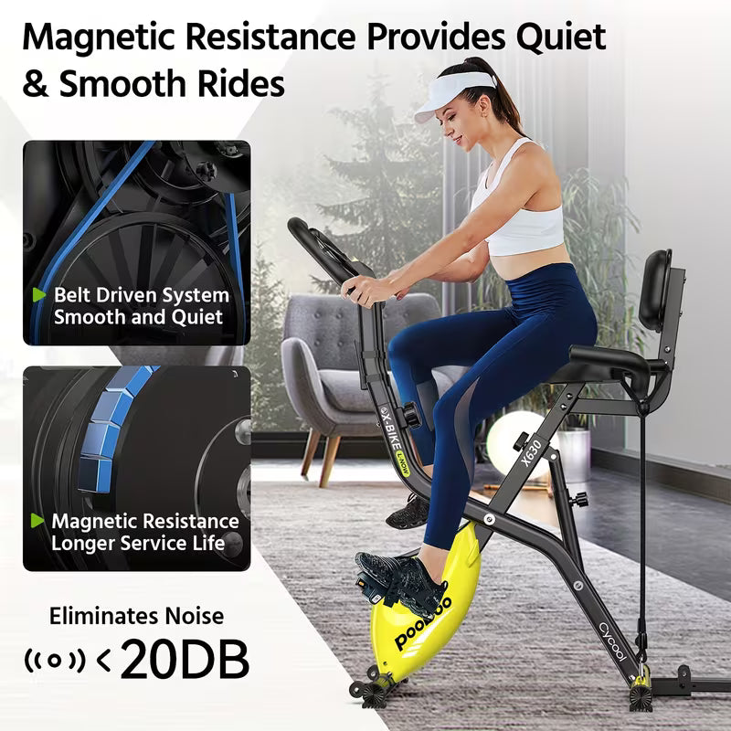 Foldable Indoor Exercise Bike for Home Gym Workout with Twister Disk And Arm Resistance Bands